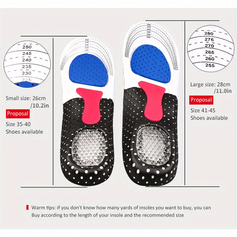 2pcs Men Gel Orthotic Sport Running Insoles, Insert Shoe Pad, Arch Support Heel Cushion Beauty World Shop