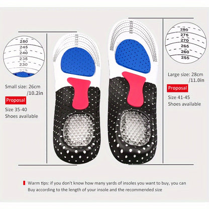 2pcs Men Gel Orthotic Sport Running Insoles, Insert Shoe Pad, Arch Support Heel Cushion Beauty World Shop