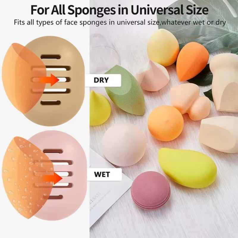 1PC Makeup Sponge Holder Eco-Friendly Silicone Multi-Hole Beauty Sponge Storage Case Travel Protable Cosmetic Puff Holder Box