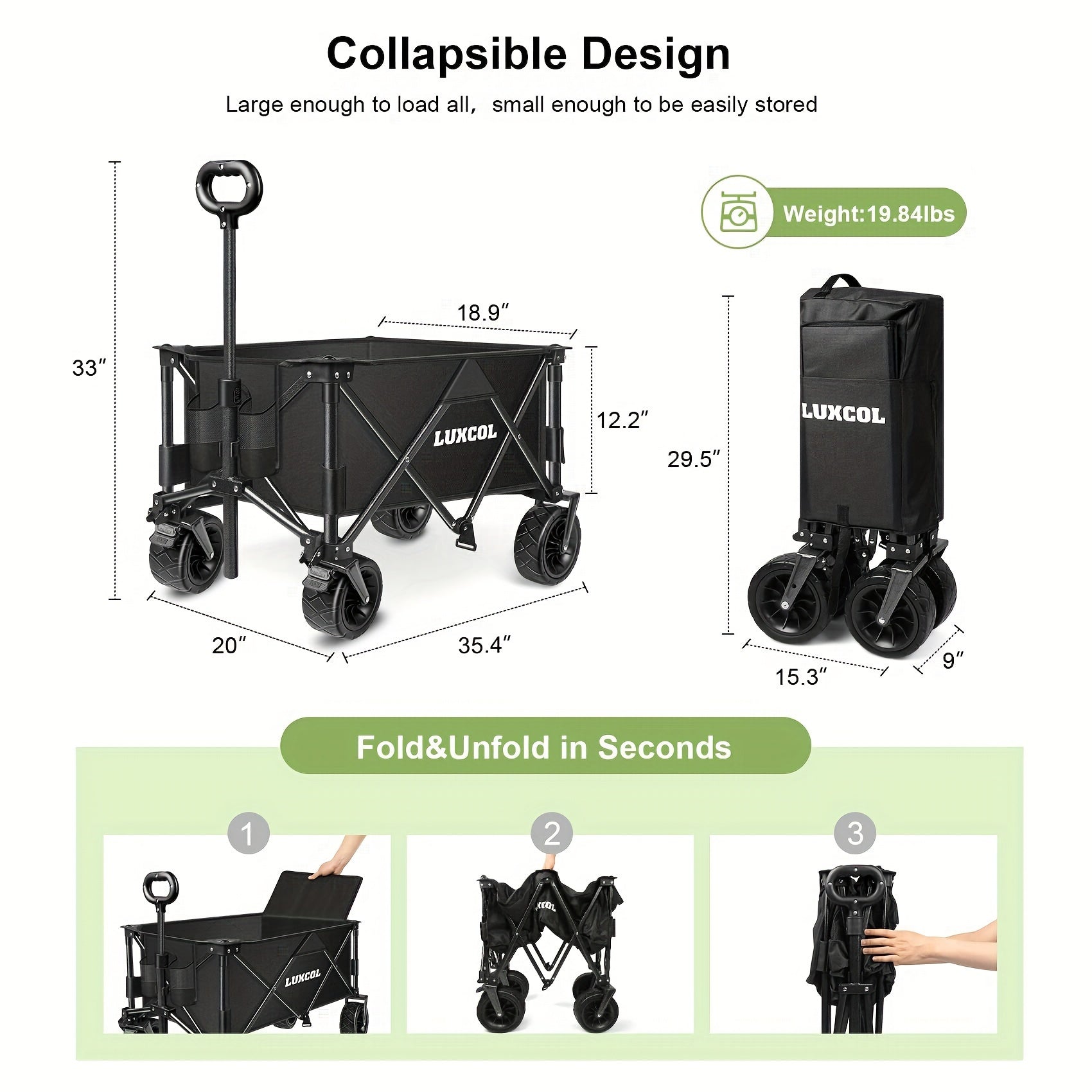 200LBS/230LBS Weight Wagon Cart Foldable, Collapsible Folding Wagon With All-Terrain Wheels & Adjustable Handle, Portable Heavy Duty 200LBS Weight Capacity For Grocery Shopping, Sport, Camping, Garden, Outdoor Use Beauty World Shop
