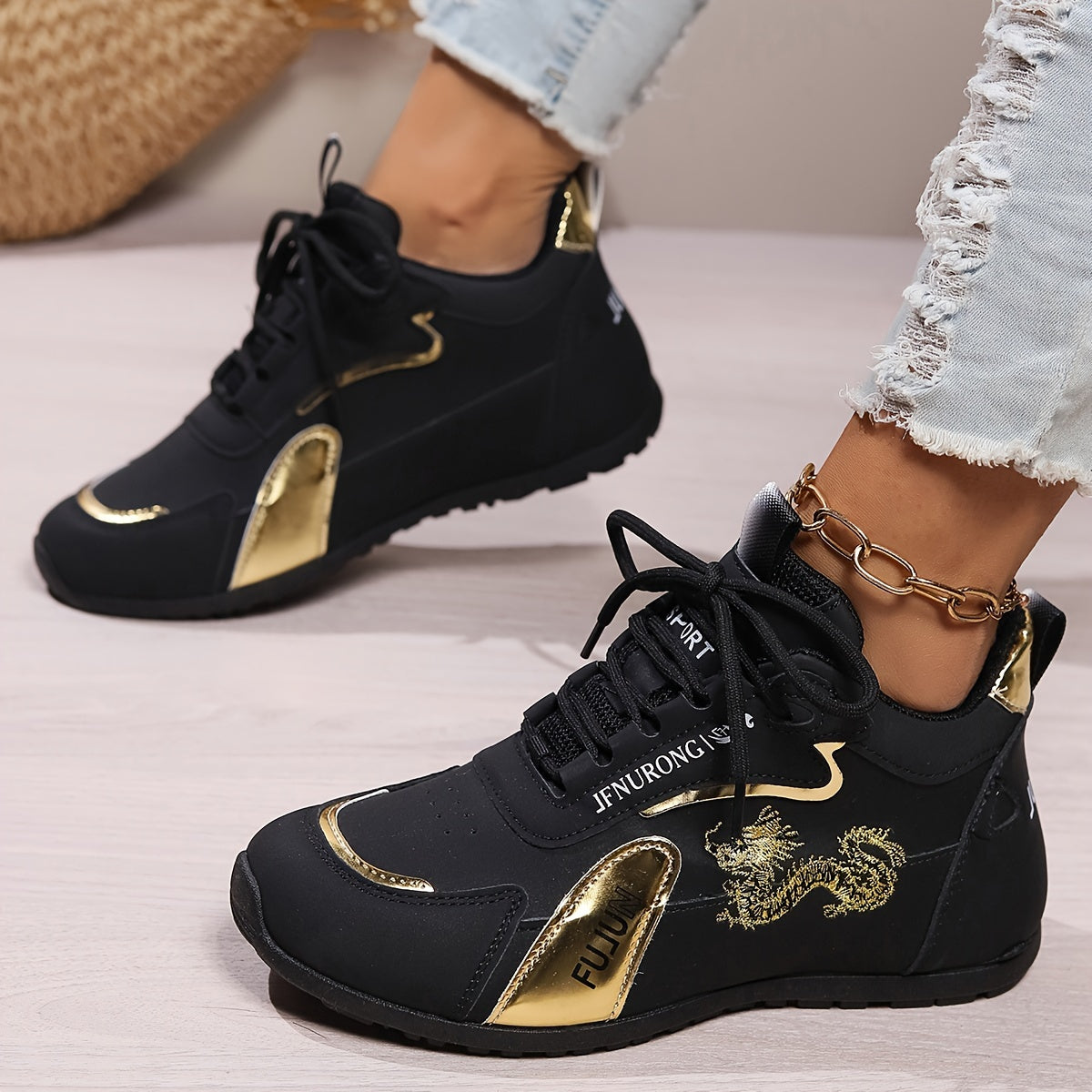 Comfortable Cartoon Trendy Style Women's Fashion Sneakers, Casual Low Top Sport Shoes