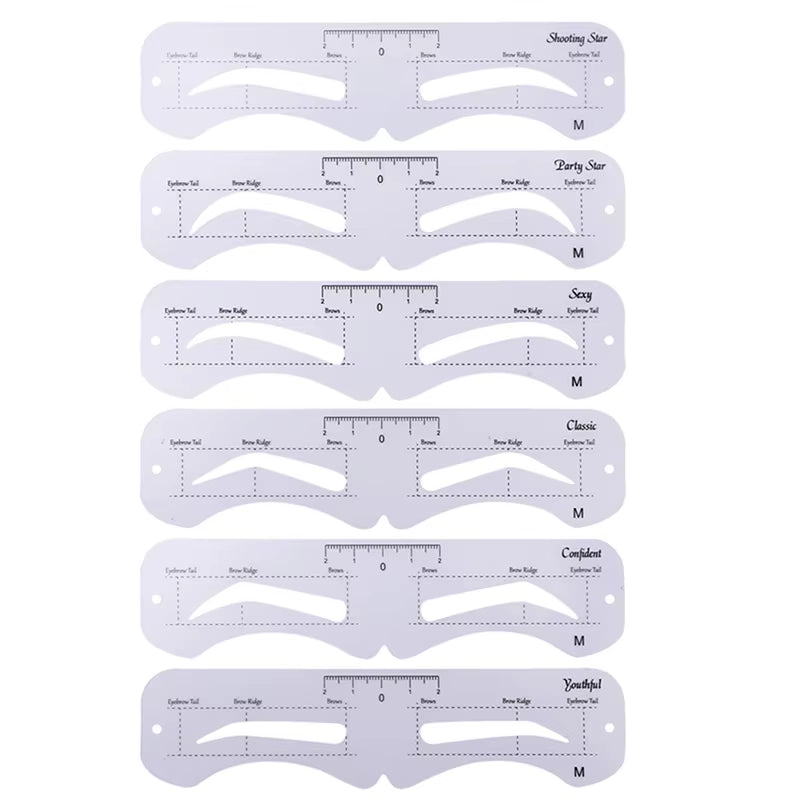 The New Fixed PVC Eyebrow Shaper Template Can Be Reused with High-Quality Stickers for Elegant Eyebrow Makeup Tools 6PCS