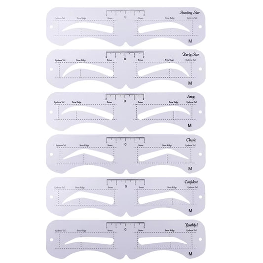 The New Fixed PVC Eyebrow Shaper Template Can Be Reused with High-Quality Stickers for Elegant Eyebrow Makeup Tools 6PCS