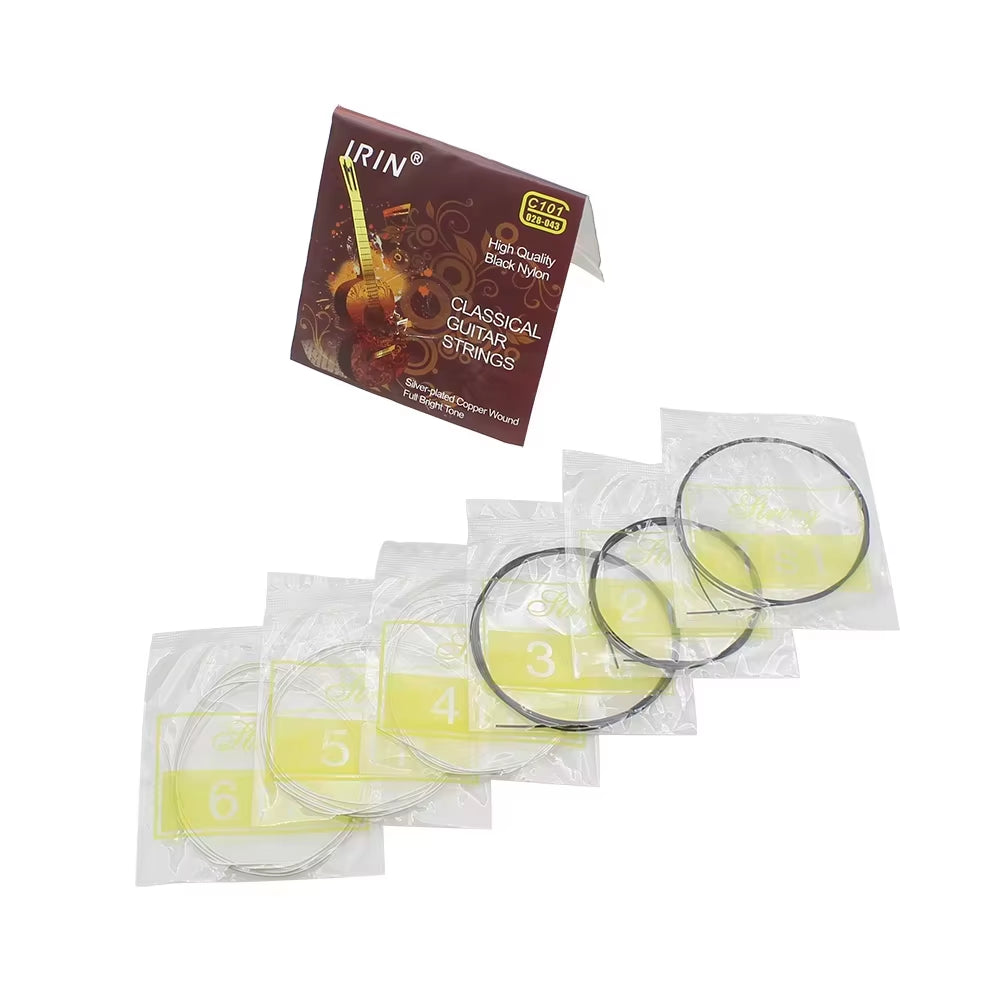 6 Pcs Nylon Classical Guitar Strings Set - Black Clear Silver Plated Copper Wound - Guitarra Strings - Guitar Accessories