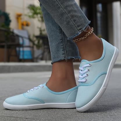 Women's Casual Canvas Sneakers, Low-Top Lace-up Walking Shoes, Lightweight & Comfort Sport Shoes Beauty World Shop