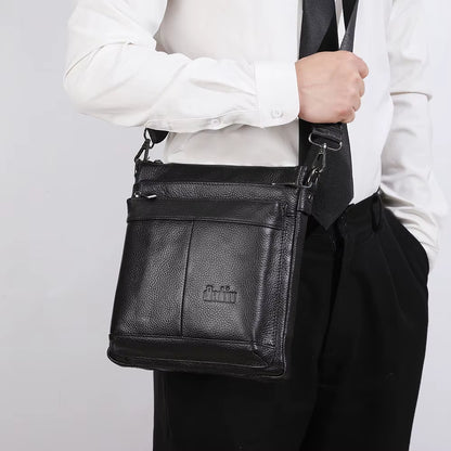 Men'S Leather Messenger Bag Business Shoulder Bag Small Crossbody Bag Multi Function Messenger Bag Men'S Travel Bag