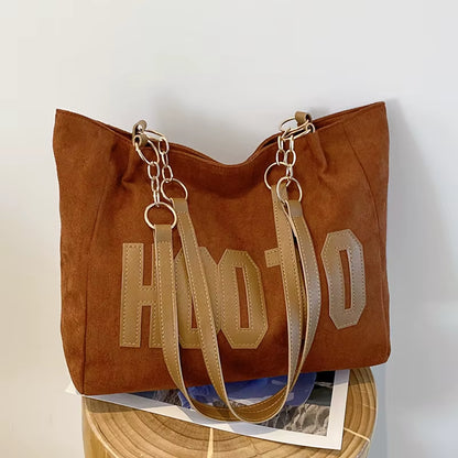 Solid Color Shoulder Bag, Trendy Letters Tote Bag, Canvas Campus Handbag for Women, Office,College,Work,Travel Hand Bags Bolsa