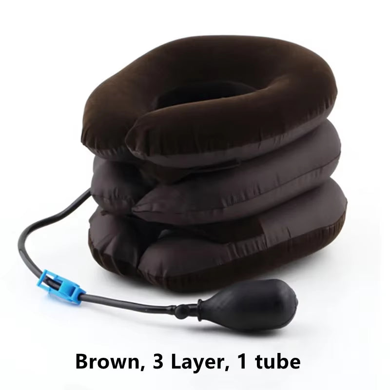 3/4 Layer Inflatable Soft Neck Collar Air Cervical Traction Device Pillow Neck Posture Stretching Brace Neck Massager Care