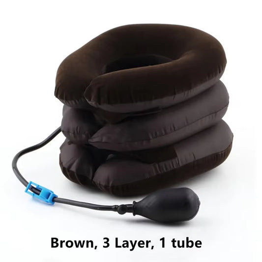 3/4 Layer Inflatable Soft Neck Collar Air Cervical Traction Device Pillow Neck Posture Stretching Brace Neck Massager Care