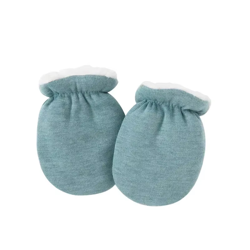 Warm Wool Newborn Mittens for Boy Girl Candy Solid Color Toddler Glove Autumn Winter Anti-Scratch Face Cashmere Baby Glove