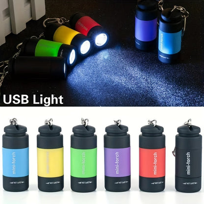 USB Rechargeable Portable Flashlight Keychain Mini Torch Camping Ultra Bright Lamp Outdoor Supplies,  Travel Flashlight, Mini Lantern, Compact Design, Hikers, Outdoor Enthusiasts Beauty Fashion