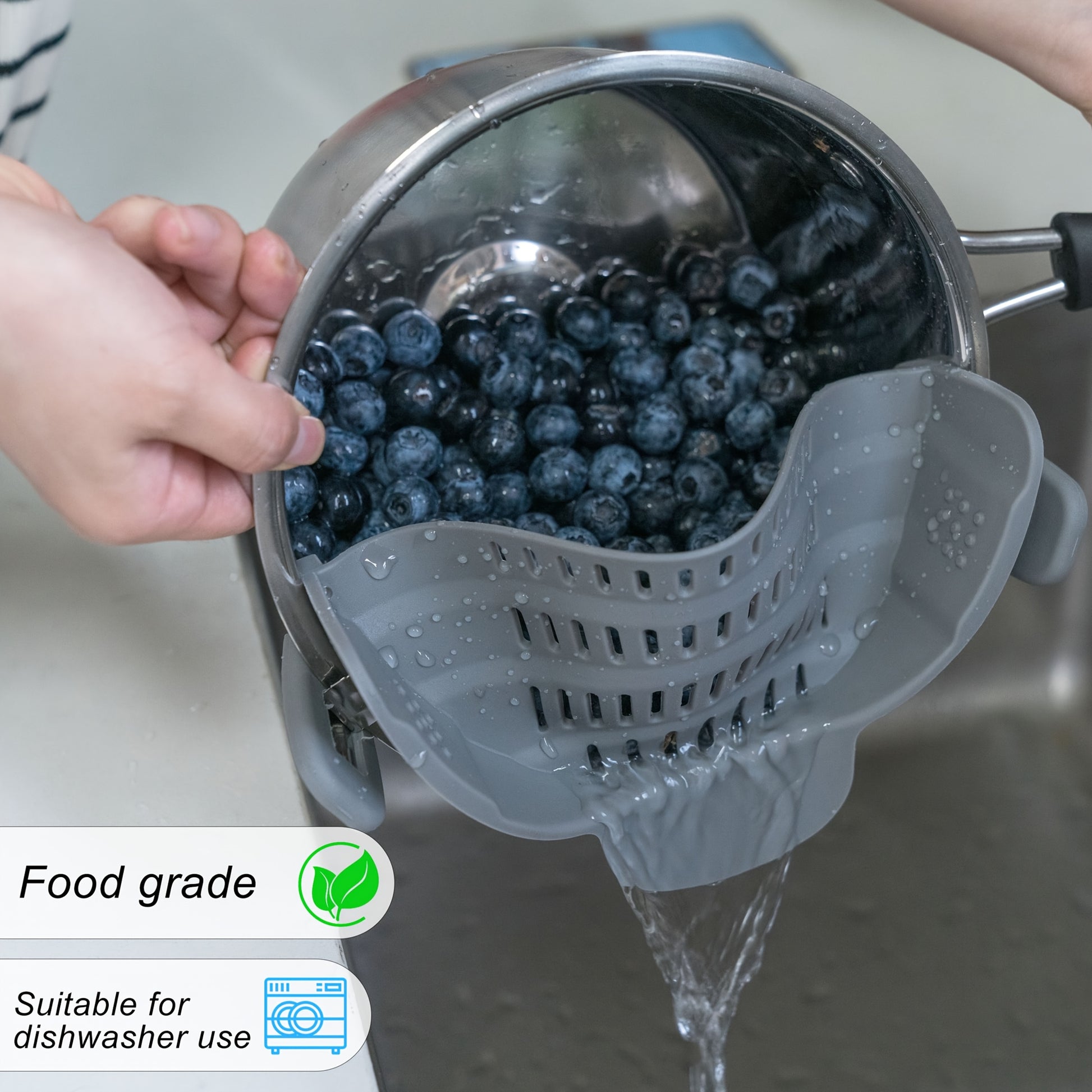 1pc ABERZEY Clip-On Strainer for Pots & Pans - Durable Plastic Kitchen Colander for Pasta, Meat, Vegetables, Fruits - Easy Drainage & Compact Design, Strainer for Pasta, Vegetable Preparation, Modern Kitchenware, Efficient Dr Beauty Fashion