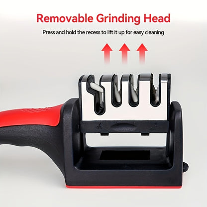 4-Stage Professional Knife Sharpener with Tungsten Diamond & Ceramic Sharpening Stones - Heavy-Duty Non-Slip Grip, Fast & Long-Lasting Performance Beauty Fashion