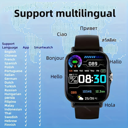 1.83-inch Full Touch Screen Smart Watch for Men And Women, USB Rechargeable, with Wireless Call And Message Reminder, Dual TPU Strap, Multi-sport Mode Outdoor Fitness Watch, Sports Recording Pedometer, Email Display, Activity