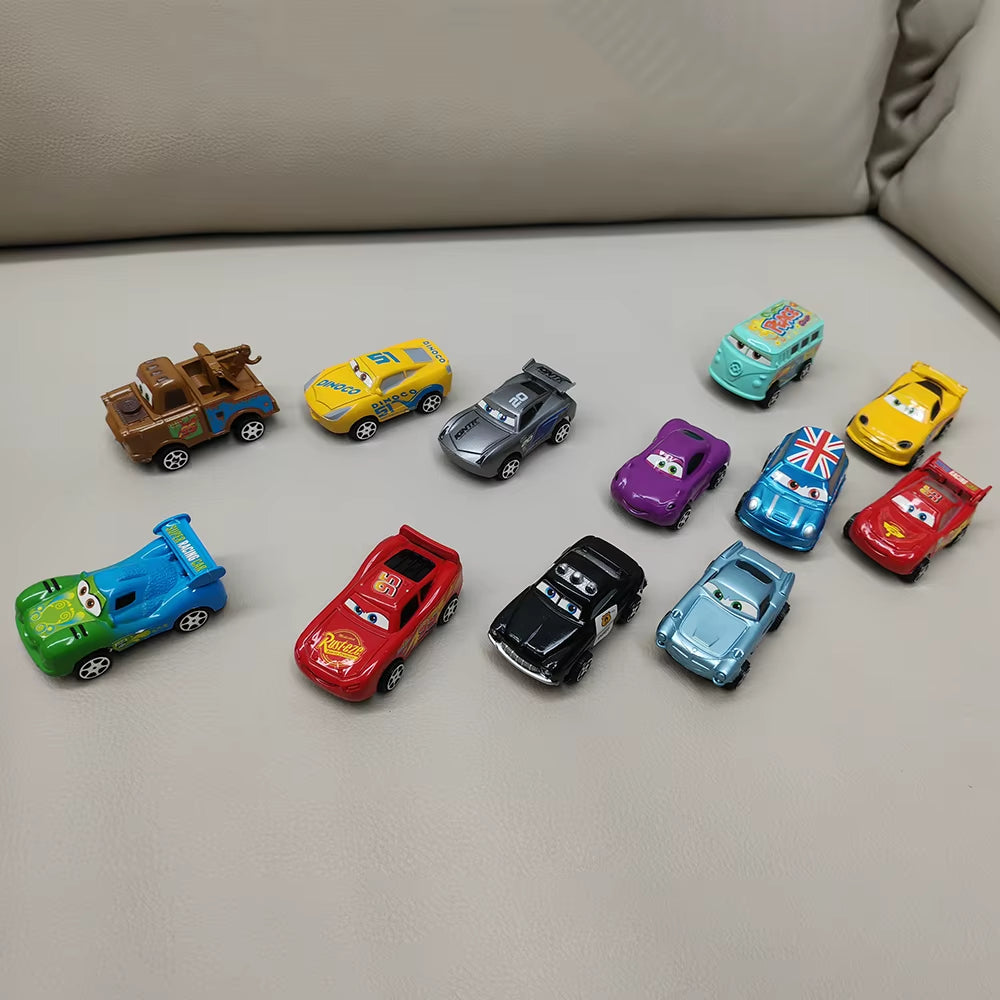 12Pcs/Set Hot Sale Pixar Cars Lightning Mcqueen Jackson Storm Mater Pvc Model Back-Force Car Toy for Kids Birthday Gift Set