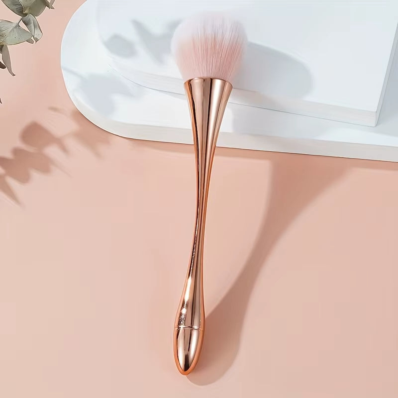 Rose Golden Fan Makeup Brush,Cosmetic Brush Loose Powder Brush ,Highlighting Brush Blush Brush-Soft Hair Makeup Fixing