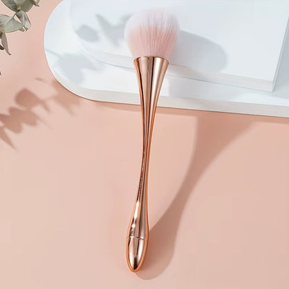 Rose Golden Fan Makeup Brush,Cosmetic Brush Loose Powder Brush ,Highlighting Brush Blush Brush-Soft Hair Makeup Fixing