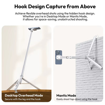 TT88 Overhead Selfie Stick 1.44M with Magsafe Clamp Photograph Tripod for Phone Livestreaming Vlog with Remote Control
