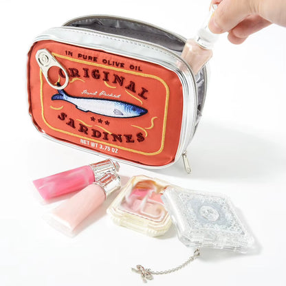 Canned Sardines Women Travel Cosmetic Bag Cute Toiletry Bag Creative Portable Fashion Zipper Multi-Function for Weekend Vacation