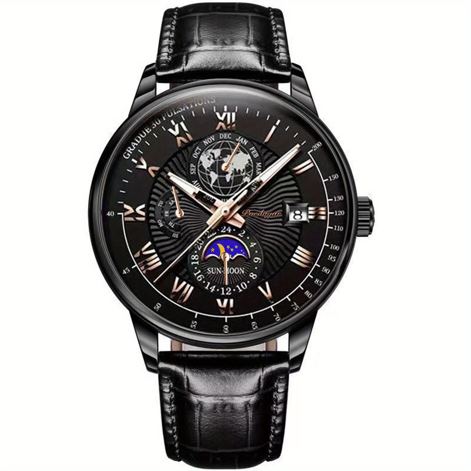 Versatile Men’s Sport Quartz Watch – 30m Water-Resistant, Luminous Calendar, PU Leather Strap, Durable Alloy Case Beauty World Shop