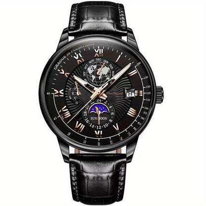 Versatile Men’s Sport Quartz Watch – 30m Water-Resistant, Luminous Calendar, PU Leather Strap, Durable Alloy Case Beauty World Shop