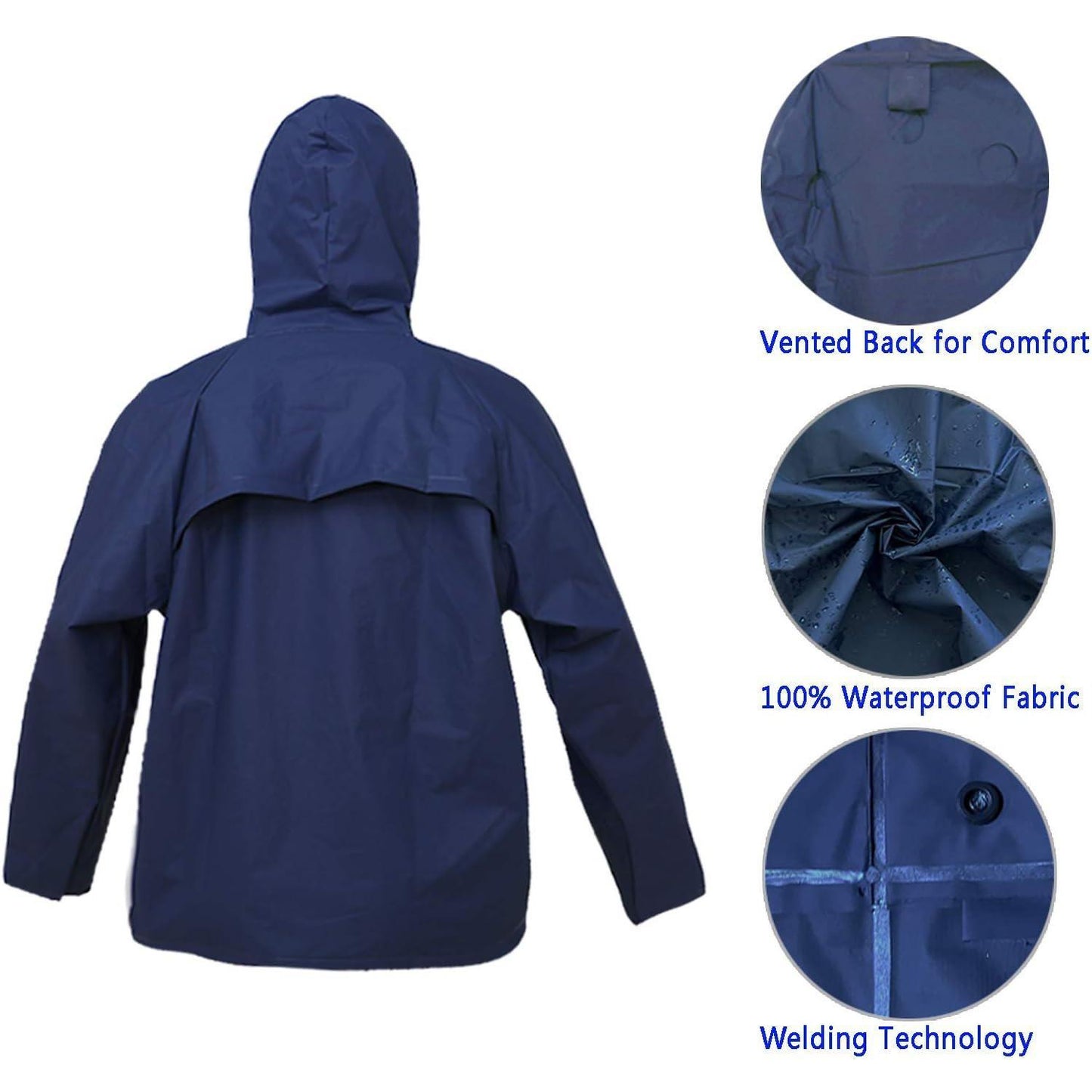 Ultra-Lite Rain Coat with Pants for Men Women, Waterproof Rain Suit for Sport, Rain Suits Lightweight Rain Gear (Navy) Beauty World Shop