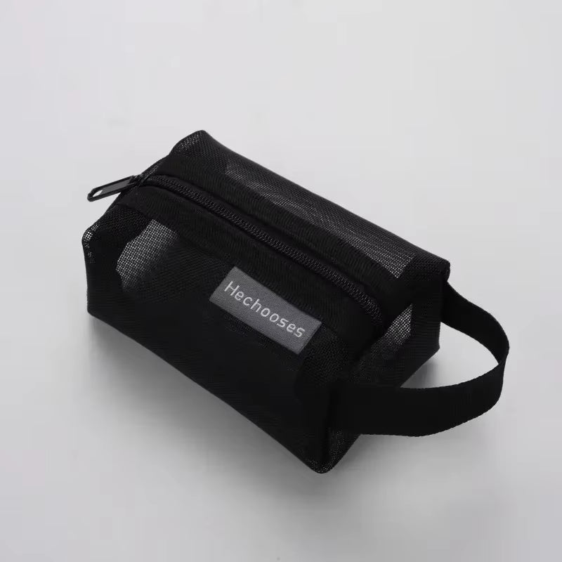 Mini Clear Nylon Mesh Cosmetic Bags Cute Women Small Lipstick Makeup Bags Pouch Data Line Key Earphone Organizer Case