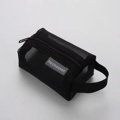 Mini Clear Nylon Mesh Cosmetic Bags Cute Women Small Lipstick Makeup Bags Pouch Data Line Key Earphone Organizer Case