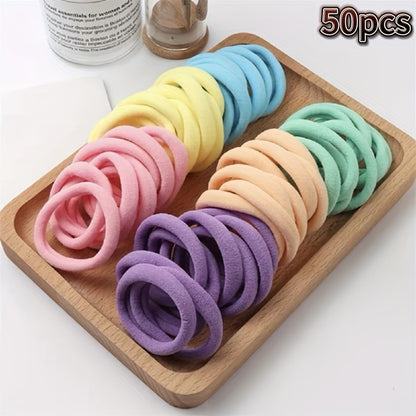 50pcs/100pcs Bulk Pack French-Style Thick Hair Ties for Women - High Elasticity Hair Loops, Thick Hair Friendly Hair Bands for Ponytails, Buns, Braids - Bulk Pack for Salon, Use, Parties (French Style Hair Bands) Beauty Fashion