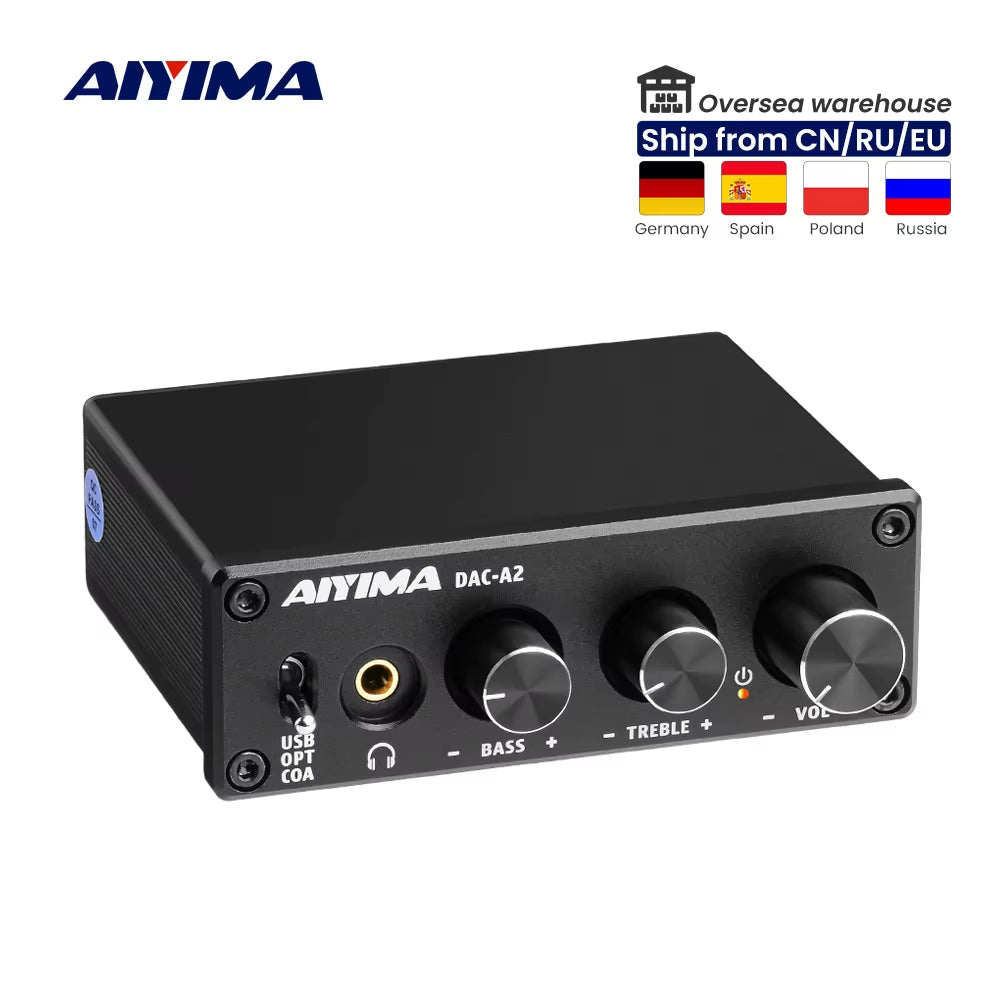 DAC-A2 Amplificador 2.0 Hifi Digital Decoder USB DAC Audio Headphone Amplifier 24Bit 96Khz Coaxial Optical Output RCA