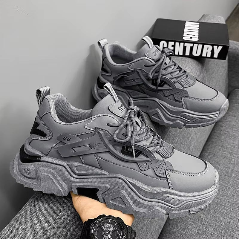 Men Thick Soled Casual Shoes Lace up Comfortle Breathle Suitle Outdoor Sports Running Shoes in All Seasons﻿