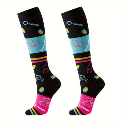 6 Pairs 2024 New Unisex Knee High Athletic Socks Compression Stockings Over The Knee For Women Men Long Socks Running Sport Gym
