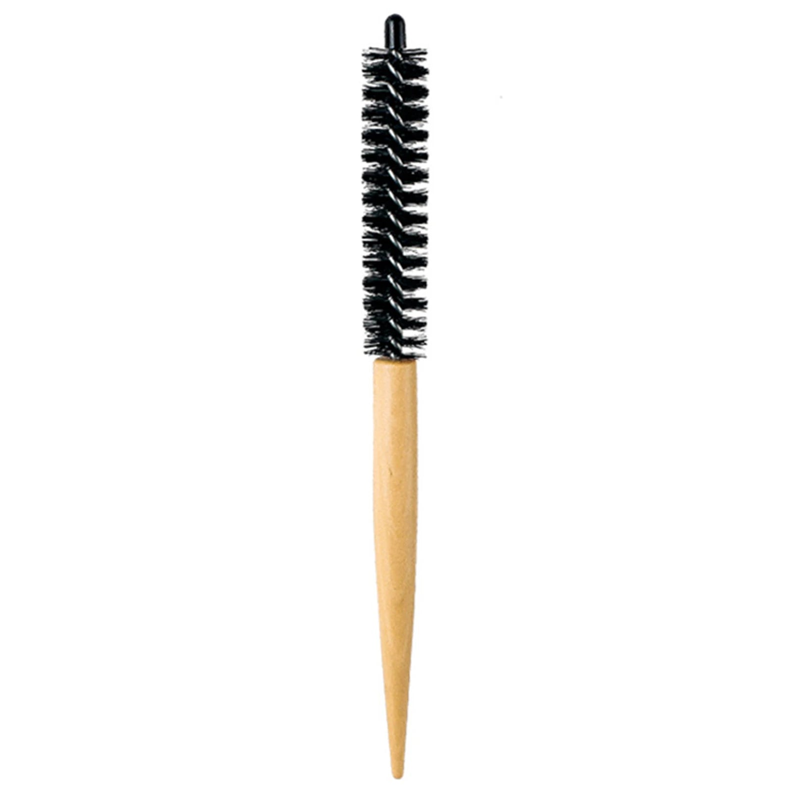 Small round Hair Brush Wooden Handle Mini round Hair Styling Brush for Short Hair Blow Drying