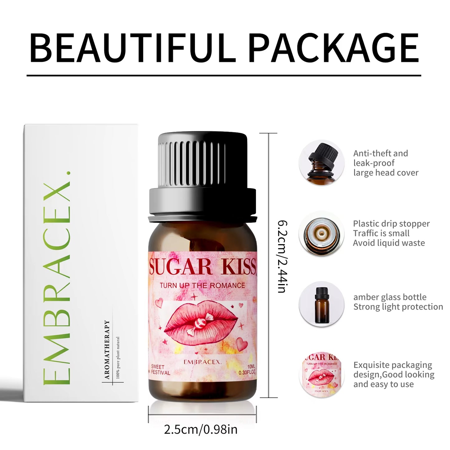 10 Ml Sugar Kiss Essential Oil Long Lasting Scent Valentine Essential Oil - Romantic Aromatherapy for Couples Gift to Lover