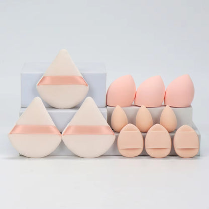 12Pcs Makeup Sponge Velvet Triangle Powder Puff Face Finger Puffs Mini Beauty Egg Liquid Foundation Tools Make up Accessories