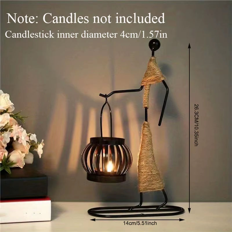 Nordic Metal Candlestick Abstract Character Sculpture Candle Holder Decors Handmade Figurines Home Decoration Art Gifts Hot 2024