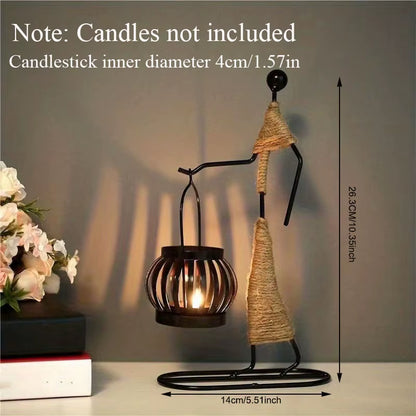 Nordic Metal Candlestick Abstract Character Sculpture Candle Holder Decors Handmade Figurines Home Decoration Art Gifts Hot 2024