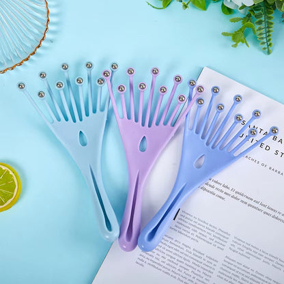 Head Massager Scalp Neck Comb Roller Five Finger 9 Claws Steel Ball Hand Held Relax Spa Hair Care for Hair Growth Stress Relief