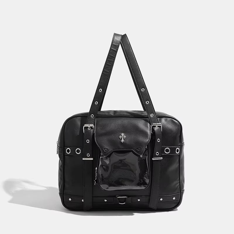 JIAERDI Harajuku Black Ita Bags Backpack Women Sweet Cool Transparent Large Capacity Handbag Ladies Japanese Y2K Backpacks Chic