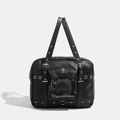 JIAERDI Harajuku Black Ita Bags Backpack Women Sweet Cool Transparent Large Capacity Handbag Ladies Japanese Y2K Backpacks Chic