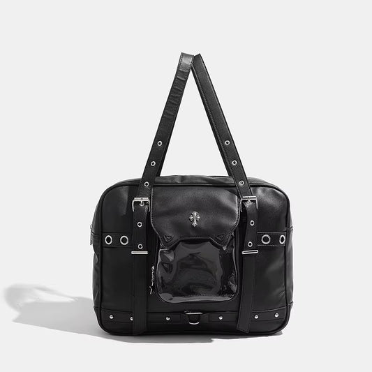 JIAERDI Harajuku Black Ita Bags Backpack Women Sweet Cool Transparent Large Capacity Handbag Ladies Japanese Y2K Backpacks Chic