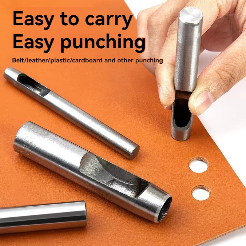 WUTA 5-15 Pcs Kit Hollow Punch Set round Hole Punch Tool Steel Leather Craft Working for Watch Band,Fabric,Plastics,Gasket Belt