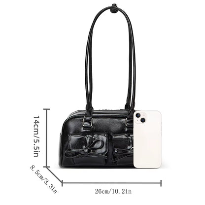 New Ballet-Style Shoulder Bag Spring Bow Underarm Bag Women'S Bowling Simple Tote Bag for Women