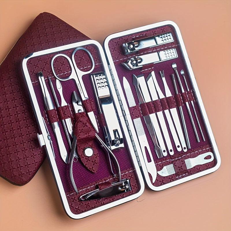 Professional Manicure And Pedicure Set, Nail Clipper Nail Cutter Nail Files Ear Spoon, Beauty Tools Grooming Set with Portable Case, for Nail Care, for Household And Travel Beauty Fashion