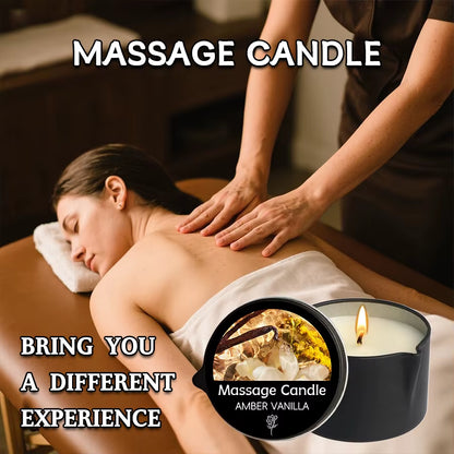 Massage Candle - Essential Oil- Amber Vanilla, 1Oz/28.35G Melts into Warm Massage Oil - Massage Oil Candle, Pour Spout
