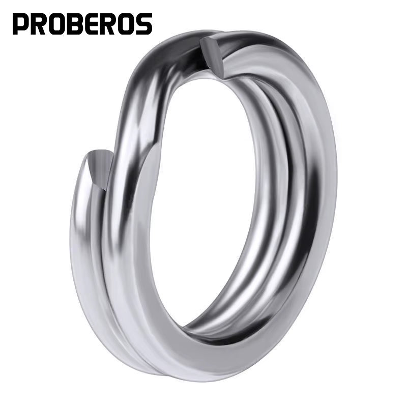 PROBEROS 50Pcs Fishing Split Rings for Crankhard Bait Silver Stainless Steel 0#-12# Fishing Connector Accessories Tackle