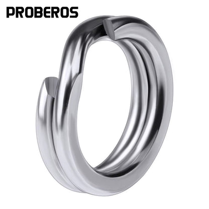 PROBEROS 50Pcs Fishing Split Rings for Crankhard Bait Silver Stainless Steel 0#-12# Fishing Connector Accessories Tackle