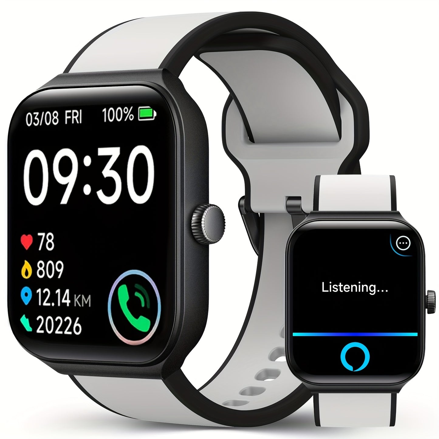 FAWEIO Smart Watch For Men Women Wireless Call, 1.95" Smartwatch With 100+ Sport Modes, Fitness Activity Tracker Pedometer, Built-in Alexa, For iPhone & Android, Perfect Gift For Family And Friends