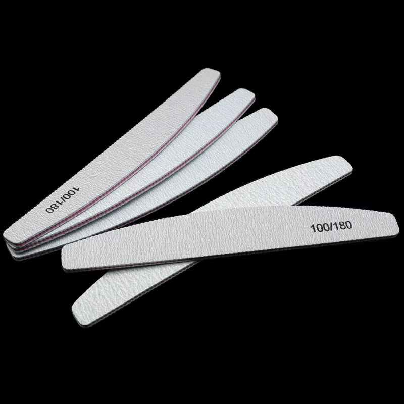 10Pcs 100/180 Nail File Sanding Polishing Buffer Block UV Gel Nail Polisher Manicure Pedicure Tools Nail Care Tools Grey Boat