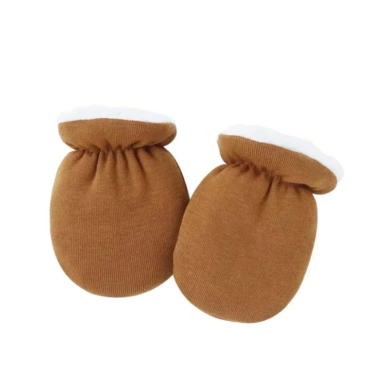 Warm Wool Newborn Mittens for Boy Girl Candy Solid Color Toddler Glove Autumn Winter Anti-Scratch Face Cashmere Baby Glove